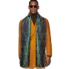 Barry Wang Silk scarf Teal Blue Brown Paisley Scarf sold by Barrywang