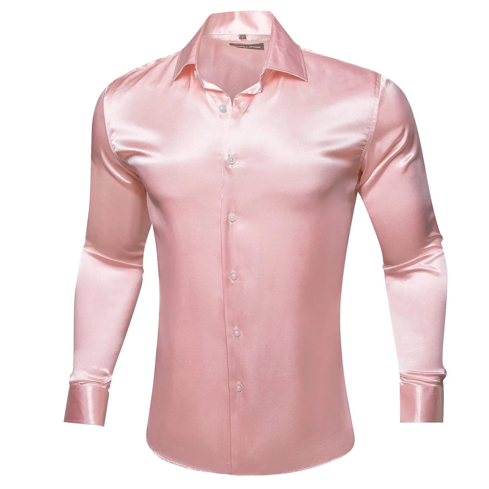 Barry.wang Fashion Pink Solid Silk Shirt sold by Barrywang product image thumbnail 2