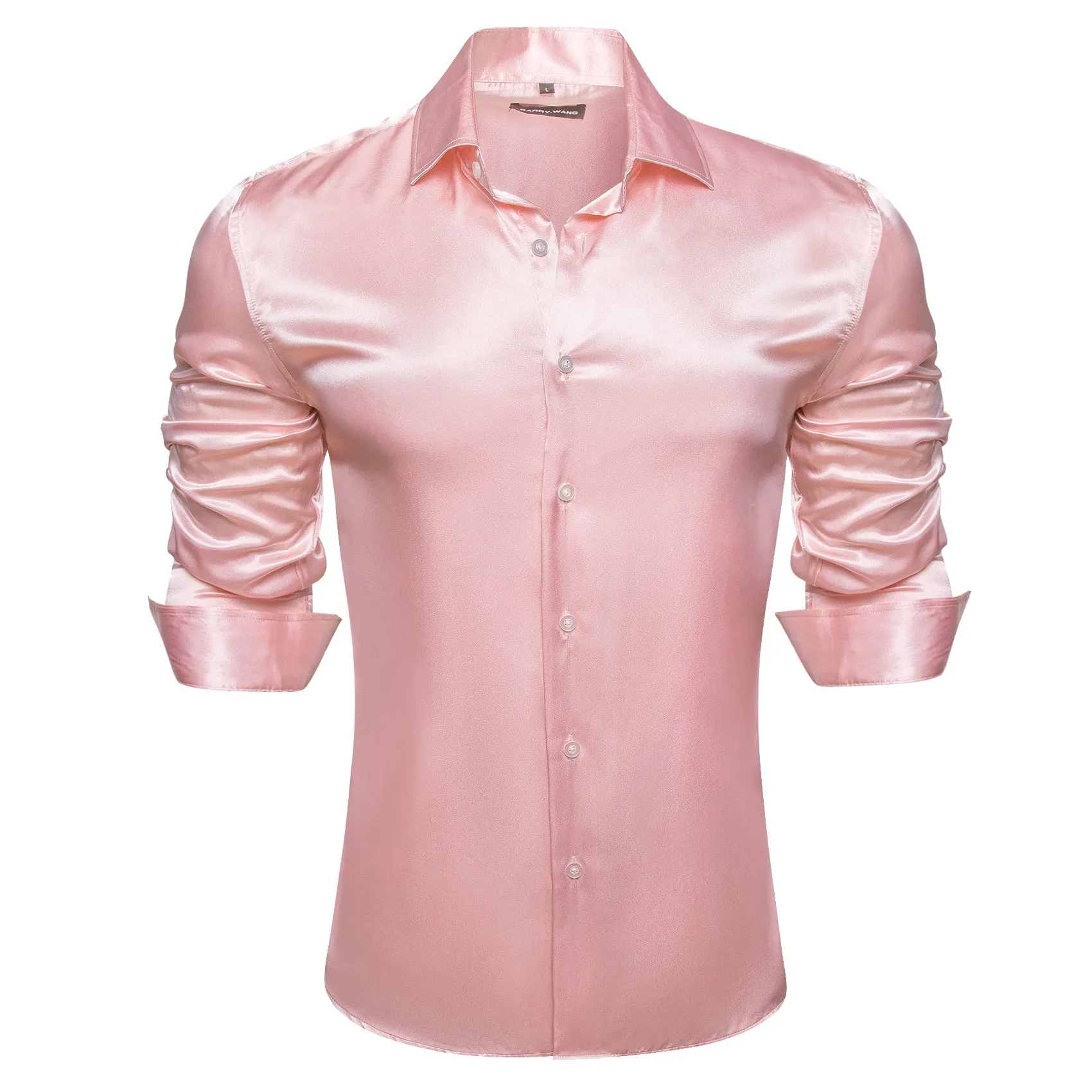 Barry.wang Fashion Pink Solid Silk Shirt sold by Barrywang product image thumbnail 4