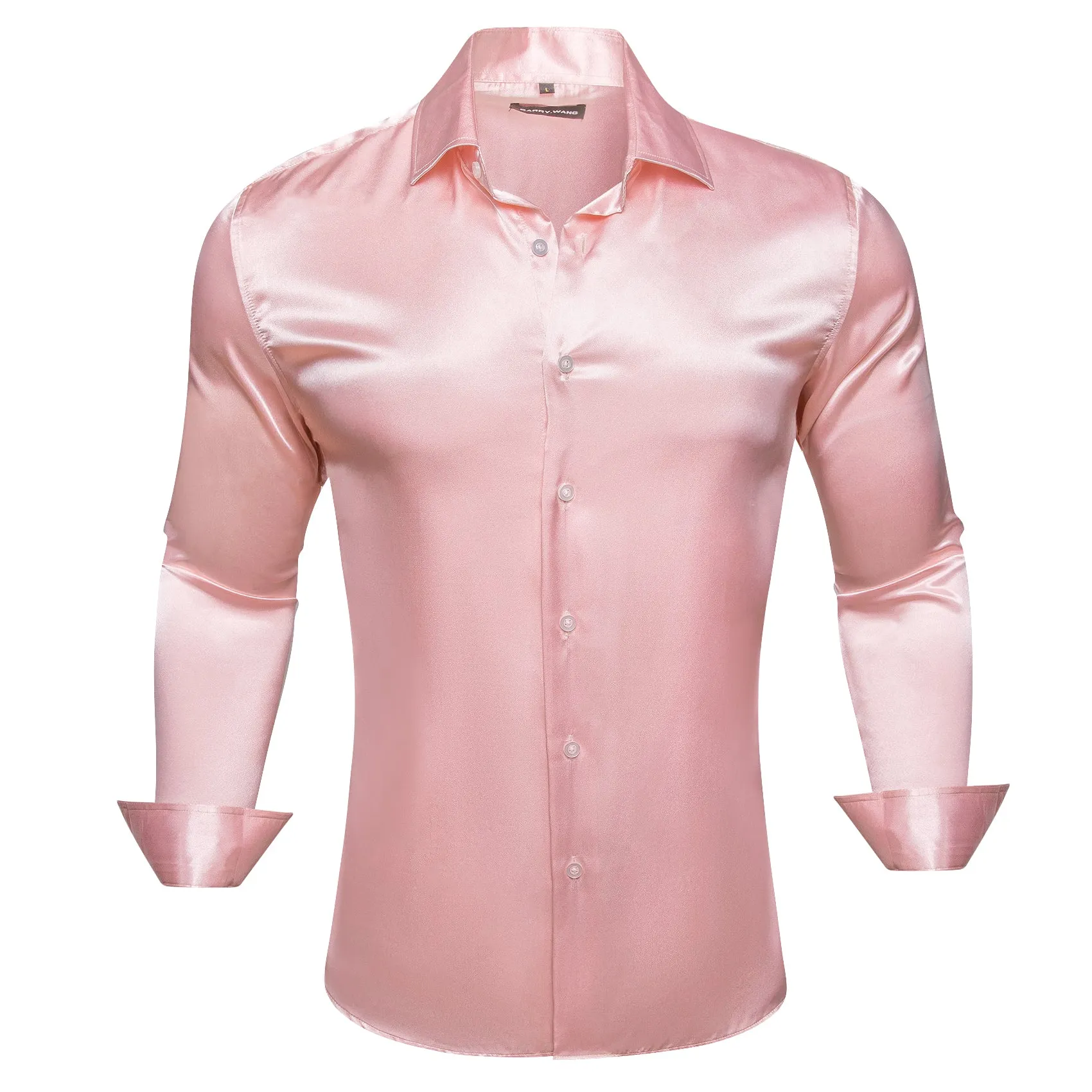 Barry.wang Fashion Pink Solid Silk Shirt sold by Barrywang product image thumbnail 3