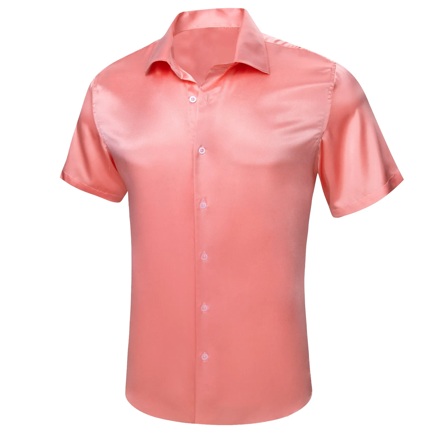 Barry Wang Button Down Shirt Light Coral Solid Short Sleeves Shirt sold by Barrywang product image thumbnail 2