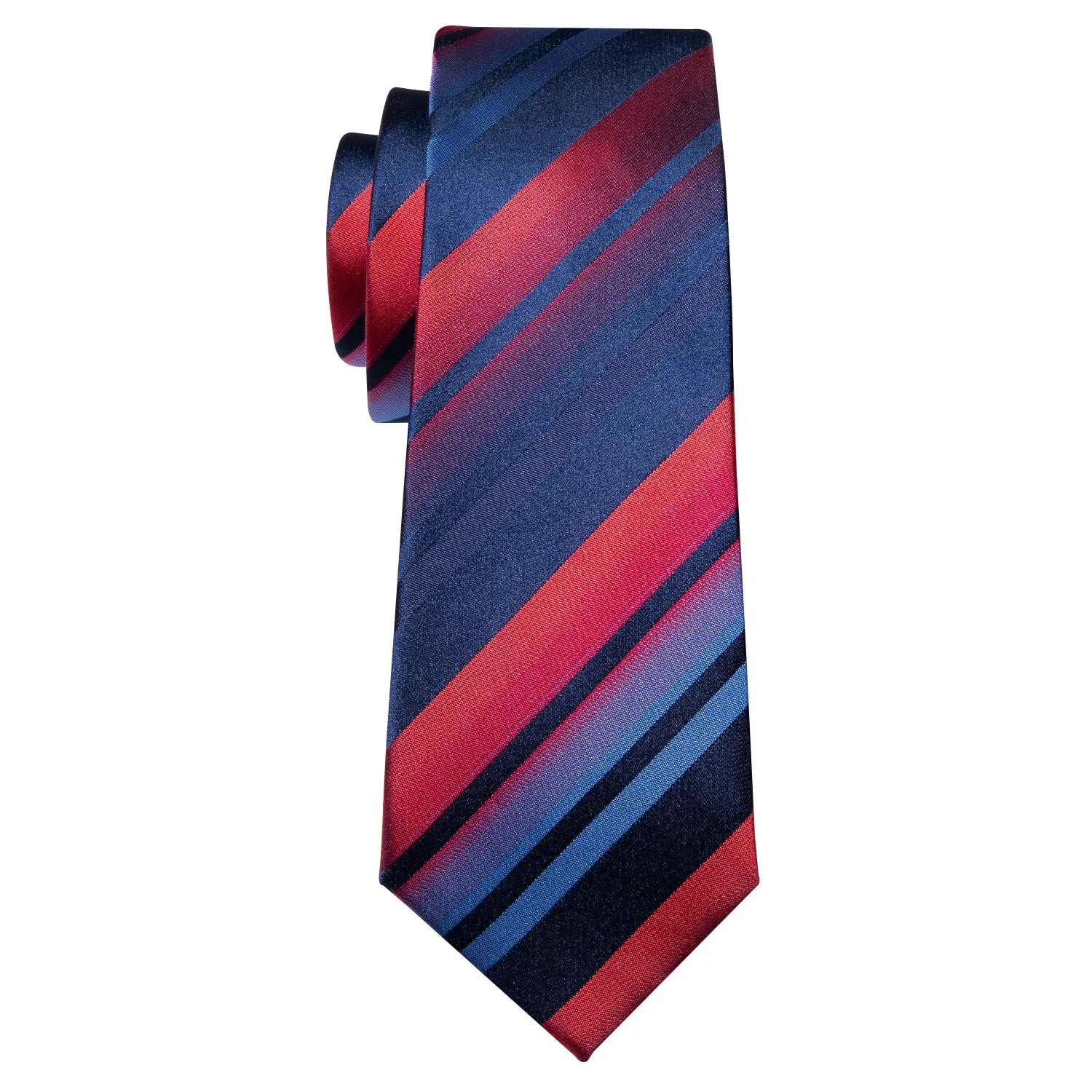 Barry Wang Necktie Blue Red Gradient Stripe Tie Hanky Cufflinks Set sold by Barrywang product image thumbnail 4