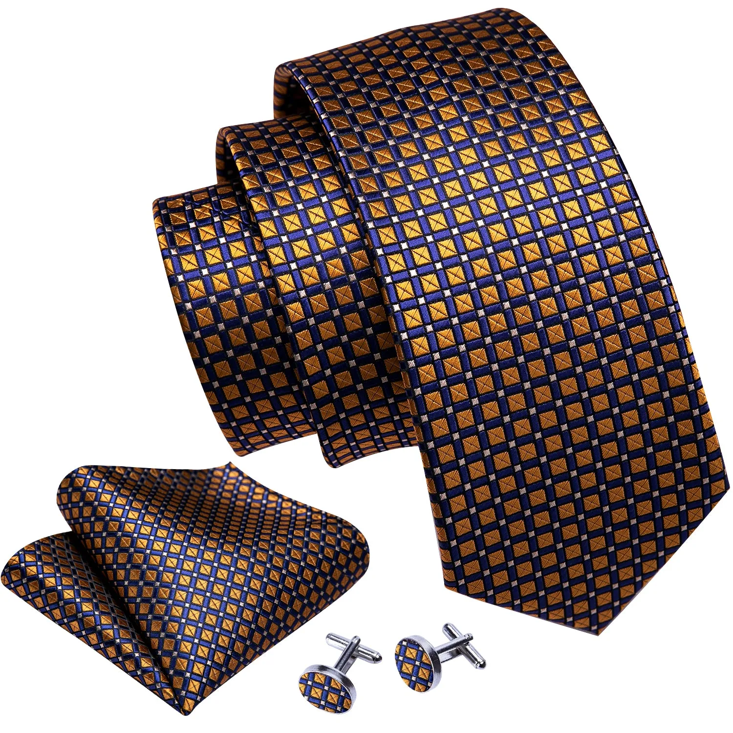 Barry. Wang Brown Tie Blue Polka Dot Men's Silk Tie Hanky Cufflinks Set sold by Barrywang product image thumbnail 5