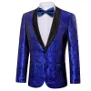 Barry.wang Men's Suit Cobalt Blue Floral Silk Shawl Collar Suit Jacket sold by Barrywang