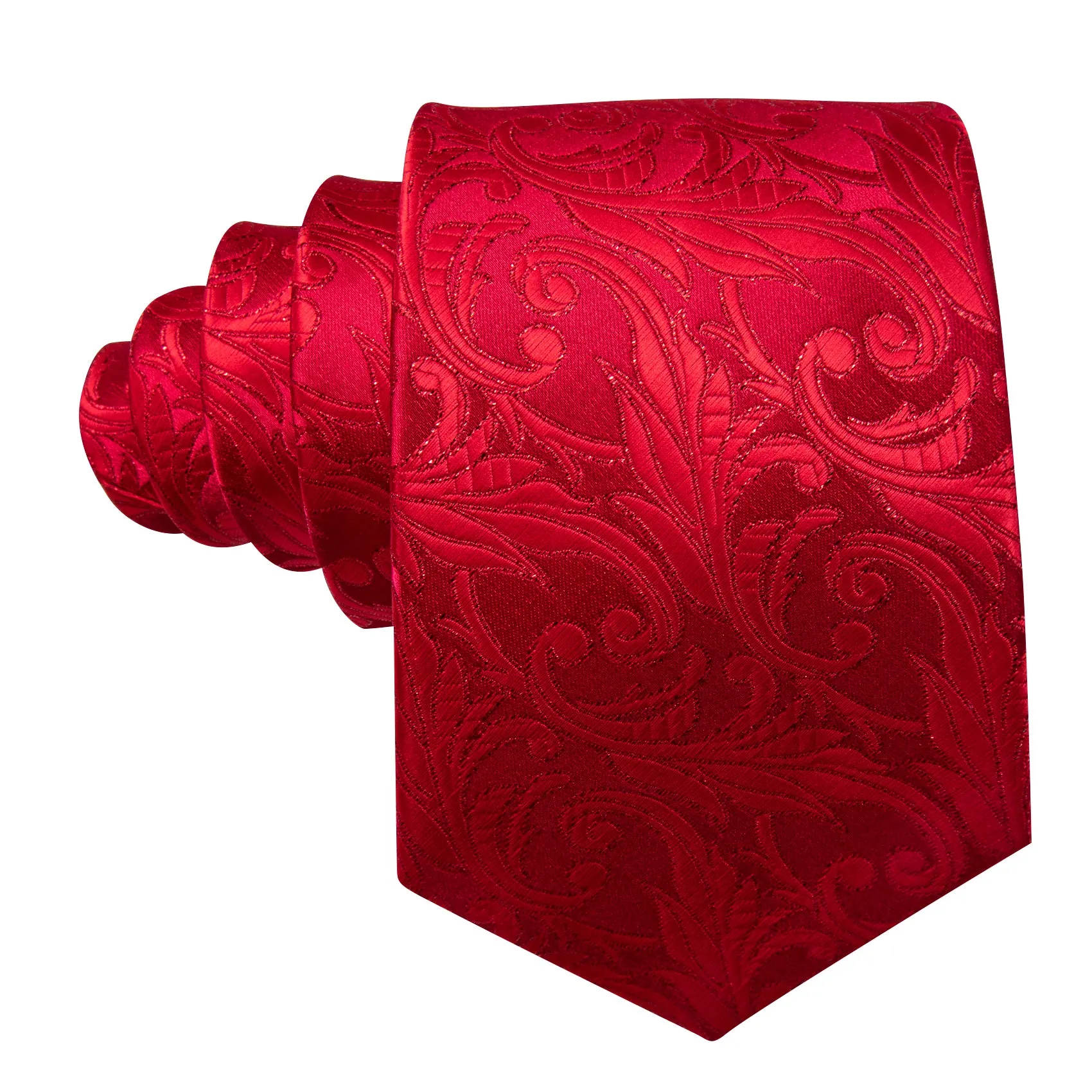 Barry Wang Strong Red Floral Silk Men's Tie Handkerchief Cufflinks Set sold by Barrywang product image thumbnail 4