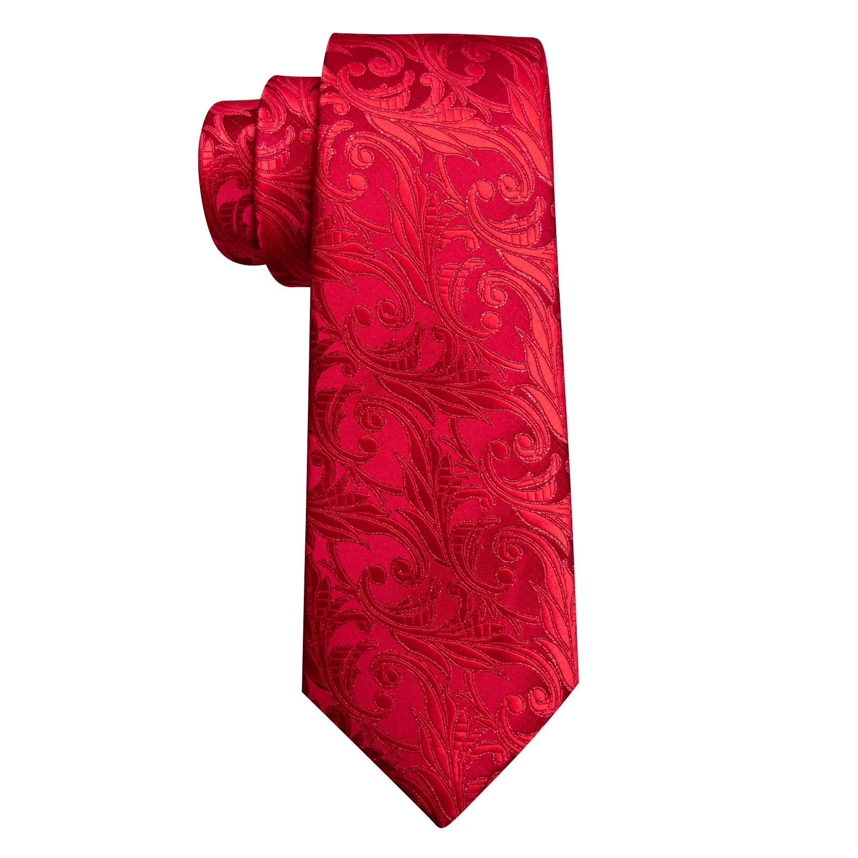 Barry Wang Strong Red Floral Silk Men's Tie Handkerchief Cufflinks Set sold by Barrywang product image thumbnail 5