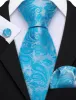 Barry Wang Blue Tie Sky Blue Paisley Silk 63 Inches Extra Long Tie Set sold by Barrywang