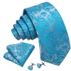 Barry Wang Blue Tie Sky Blue Paisley Silk 63 Inches Extra Long Tie Set sold by Barrywang