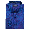Barry Wang Blue Purple Top Paisley Silk Men's Long Sleeve Shirt sold by Barrywang