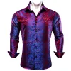 Barry. Wang Men's Shirt Blue Red Paisley Silk Long Sleeve Shirt sold by Barrywang