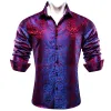 Barry. Wang Men's Shirt Blue Red Paisley Silk Long Sleeve Shirt sold by Barrywang