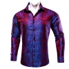 Barry. Wang Men's Shirt Blue Red Paisley Silk Long Sleeve Shirt sold by Barrywang