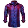 Barry. Wang Men's Shirt Blue Red Paisley Silk Long Sleeve Shirt sold by Barrywang