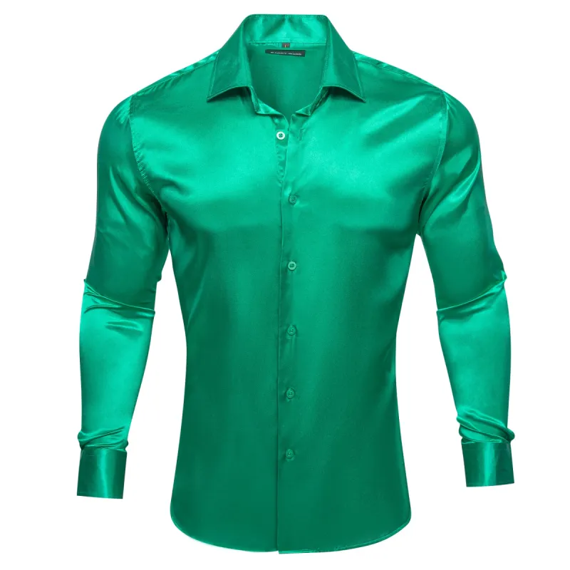 Barry.wang Fresh Green Solid Silk Shirt sold by Barrywang