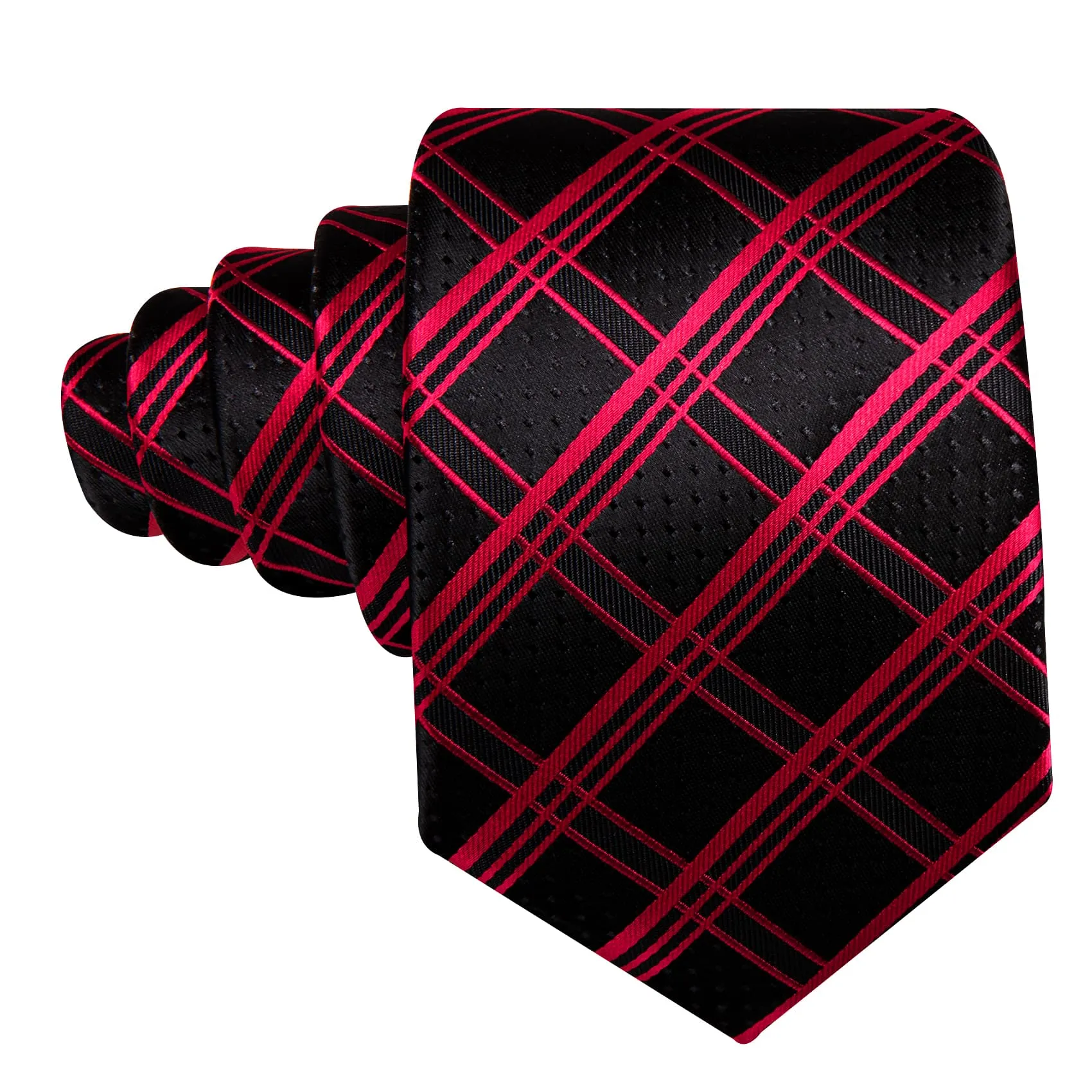 Barry. Wang Black Tie Red Pinstripes Jacquard Men's Striped Necktie Set sold by Barrywang product image thumbnail 4
