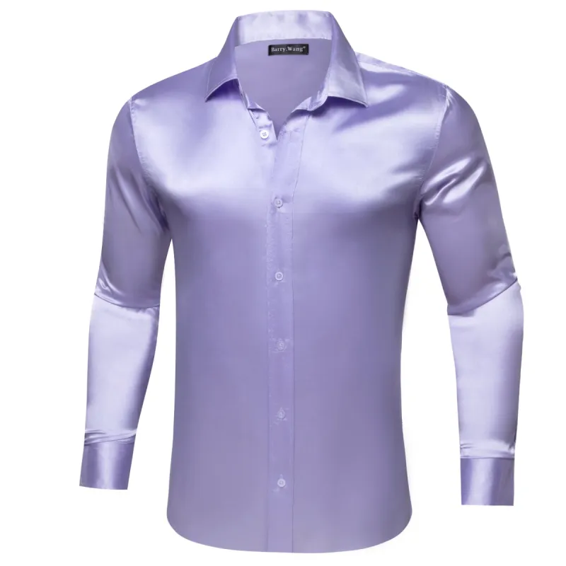 Barry.wang Light Purple Solid Silk Shirt sold by Barrywang