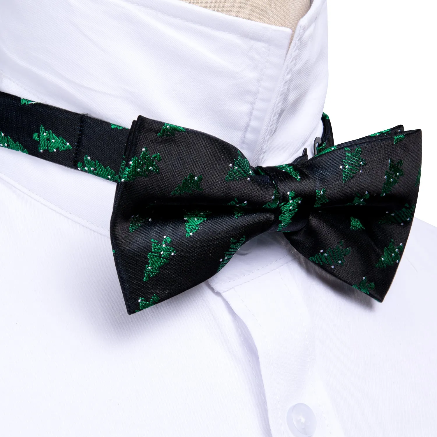 Barry Wang Christmas Black Green Tree Men Bow Tie Hanky Cufflinks Set sold by Barrywang product image thumbnail 5