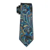 Barry Wang Necktie Brown Blue Floral Tie Pocket Square Cufflinks Set sold by Barrywang