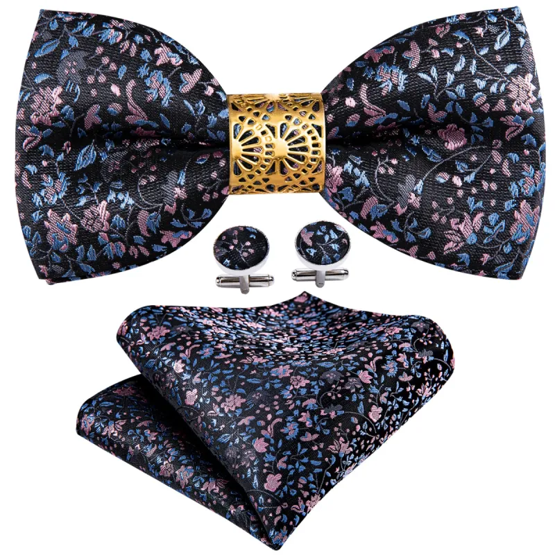 Luxury Paisley Pre-tied Bow Tie Hanky Cufflinks Set sold by Barrywang