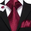 Barry. Wang Men Tie Dark Red Ripple Silk Tie Handkerchief Cufflinks Set sold by Barrywang