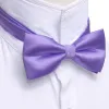 Purple Solid Silk Pre Tied Bow Tie Hanky Cufflinks Set sold by Barrywang