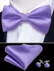 Purple Solid Silk Pre Tied Bow Tie Hanky Cufflinks Set sold by Barrywang