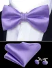 Purple Solid Silk Pre Tied Bow Tie Hanky Cufflinks Set sold by Barrywang