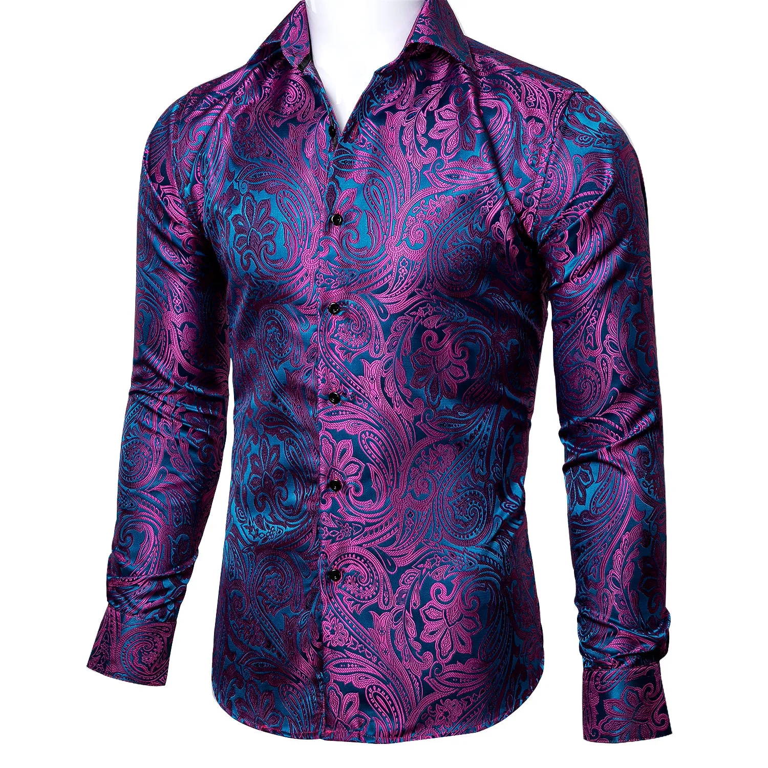 Barry. Wang Blue Purple Floral Shirt sold by Barrywang product image thumbnail 2