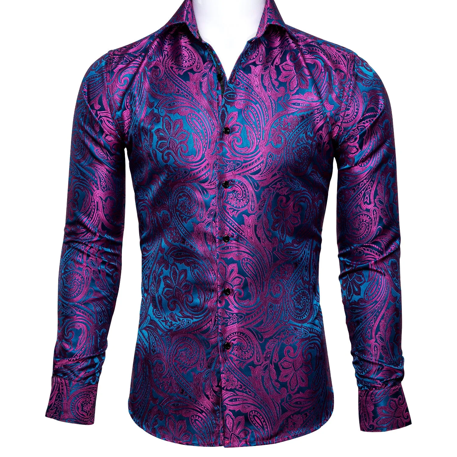 Barry. Wang Blue Purple Floral Shirt sold by Barrywang