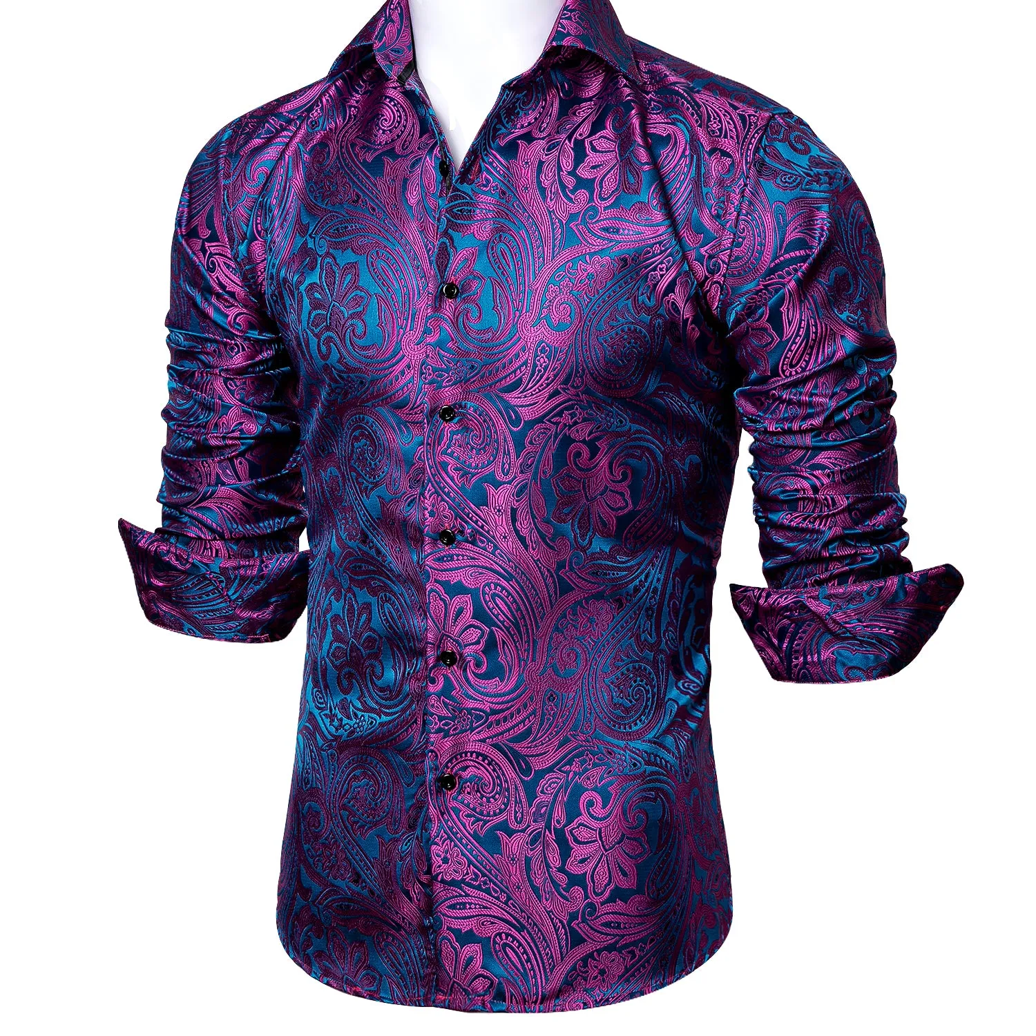 Barry. Wang Blue Purple Floral Shirt sold by Barrywang product image thumbnail 4