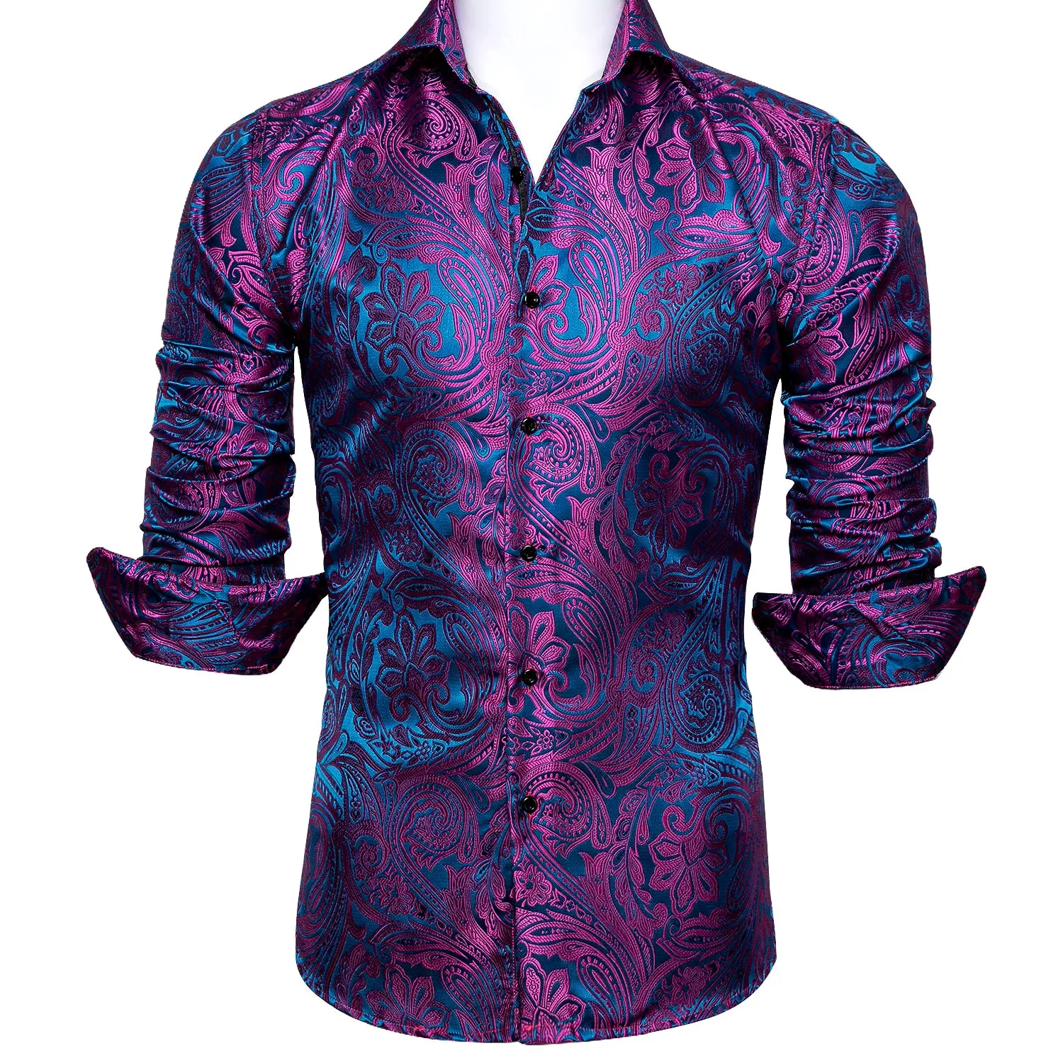 Barry. Wang Blue Purple Floral Shirt sold by Barrywang product image thumbnail 3