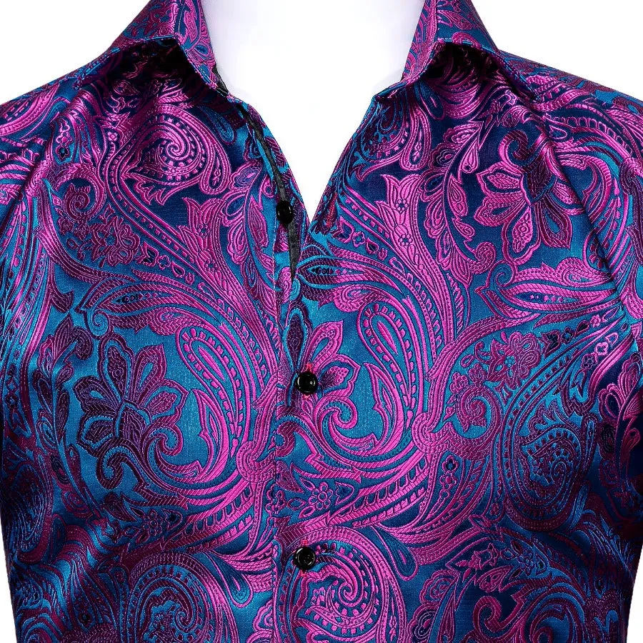 Barry. Wang Blue Purple Floral Shirt sold by Barrywang product image thumbnail 5