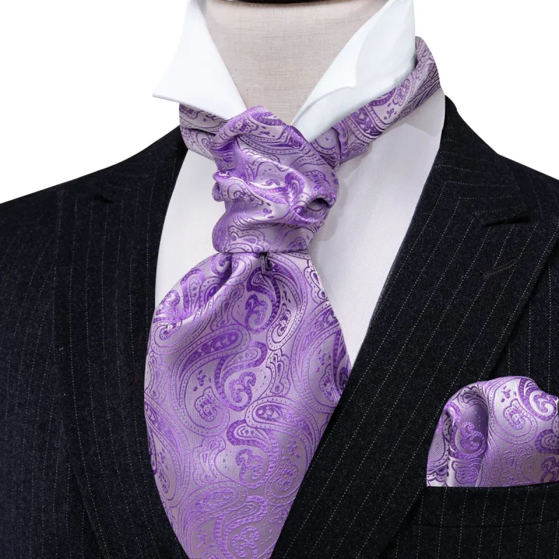 Purple Paisley Silk Ascot Handkerchief Cufflinks sold by Barrywang