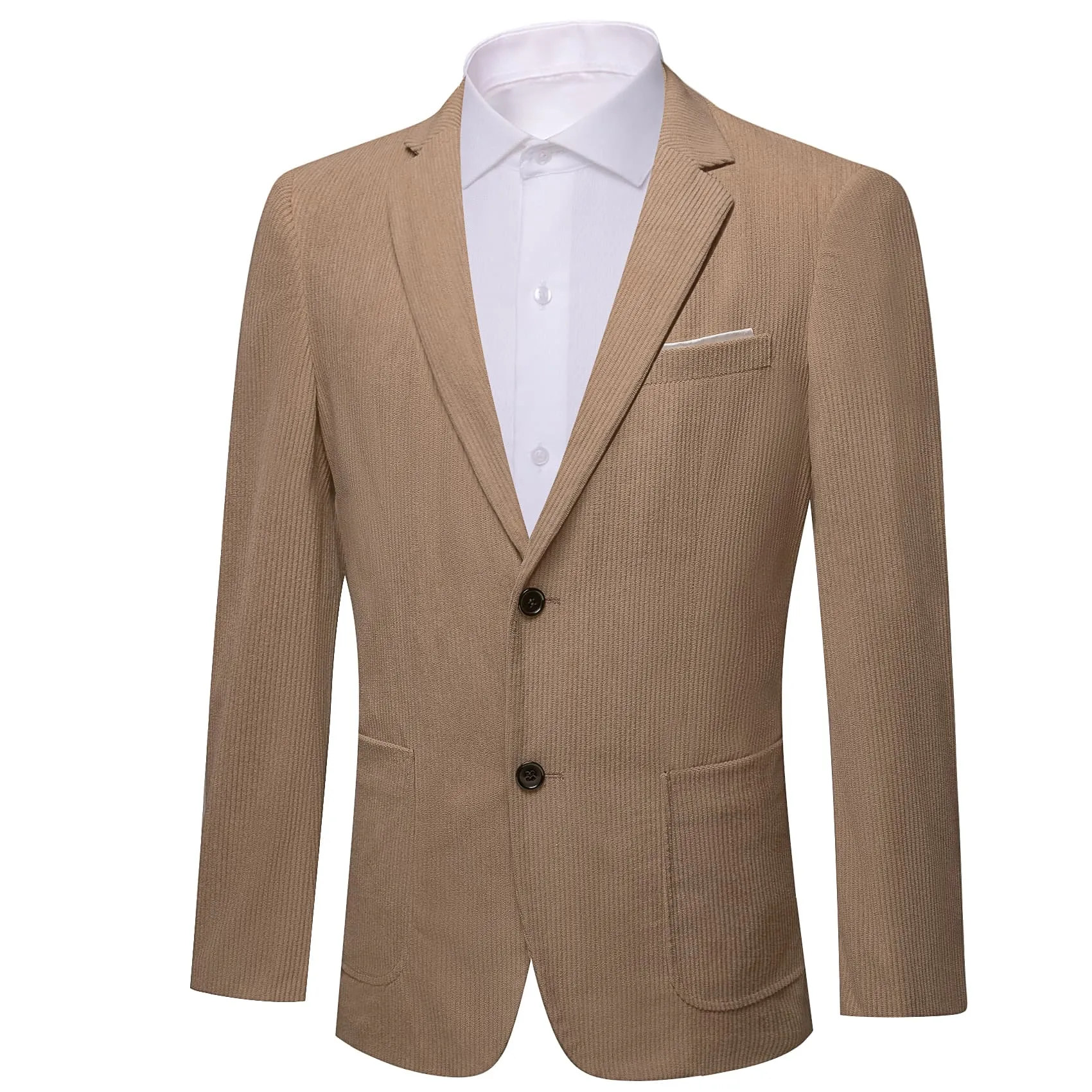 Barry. Wang Tan Brown Solid Mens Notched Lapel Corduroy Wedding Suit sold by Barrywang