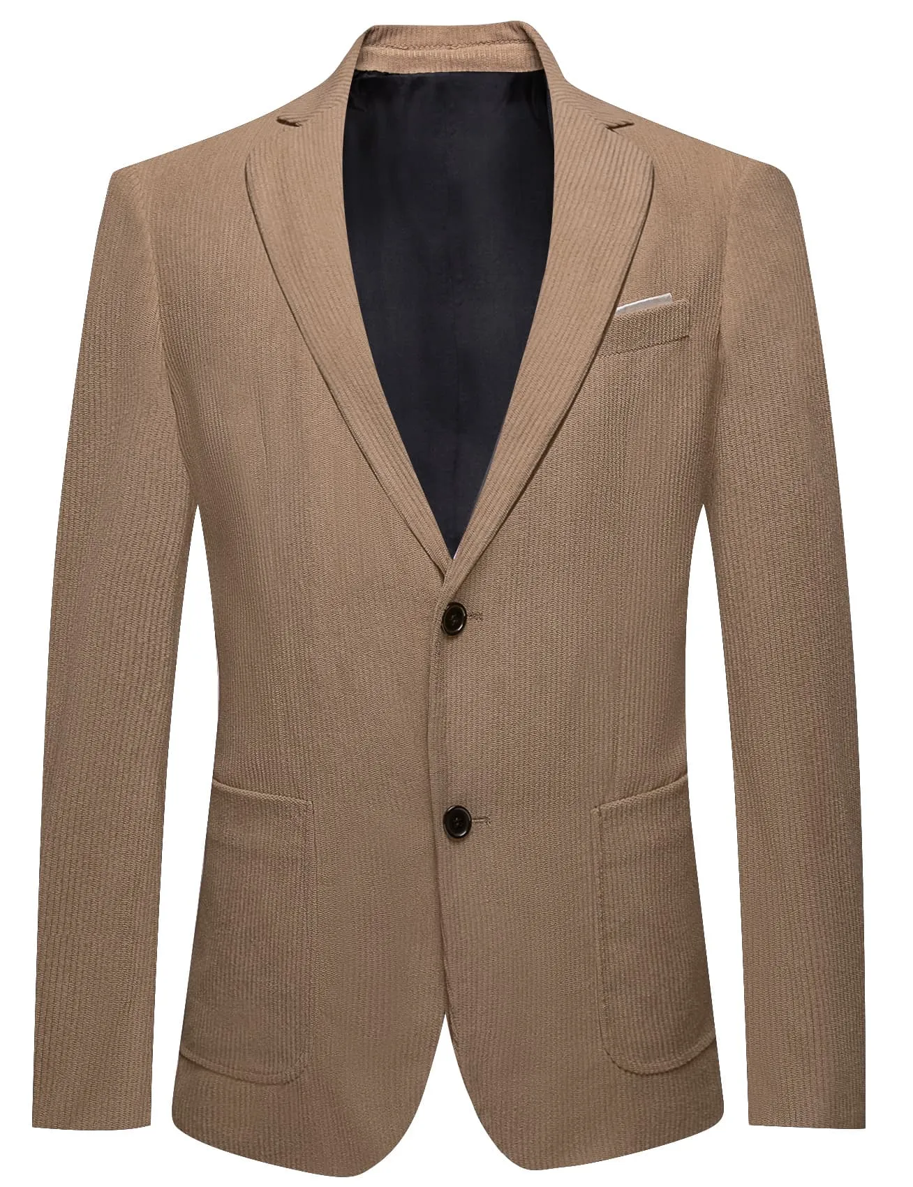 Barry. Wang Tan Brown Solid Mens Notched Lapel Corduroy Wedding Suit sold by Barrywang product image thumbnail 3