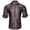 Barry Wang Brown Black Silk Tribal Long Sleeve Daily Tops Men's Shirt sold by Barrywang