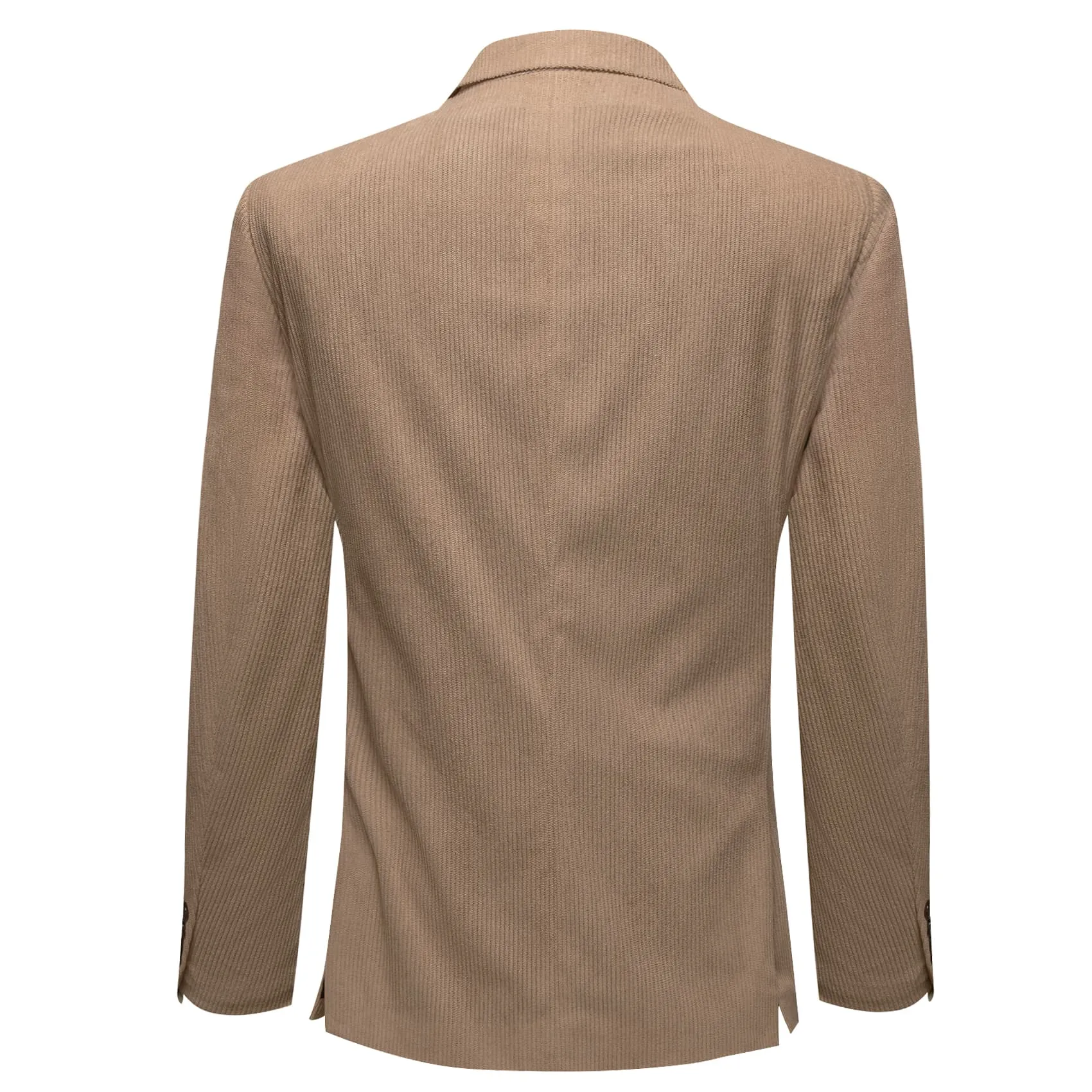 Barry. Wang Tan Brown Solid Mens Notched Lapel Corduroy Wedding Suit sold by Barrywang product image thumbnail 2