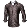 Barry Wang Brown Black Silk Tribal Long Sleeve Daily Tops Men's Shirt sold by Barrywang