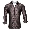 Barry Wang Brown Black Silk Tribal Long Sleeve Daily Tops Men's Shirt sold by Barrywang
