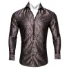 Barry Wang Brown Black Silk Tribal Long Sleeve Daily Tops Men's Shirt sold by Barrywang