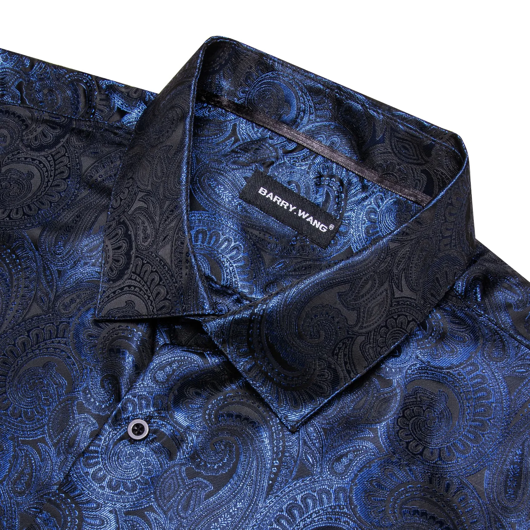 Barry. Wang Mens Dress Shirt Midnight Blue Paisley Windsor Collar Shirt sold by Barrywang product image thumbnail 4