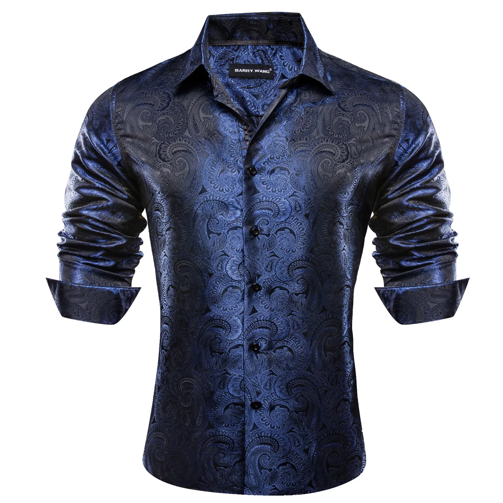 Barry. Wang Mens Dress Shirt Midnight Blue Paisley Windsor Collar Shirt sold by Barrywang product image thumbnail 2