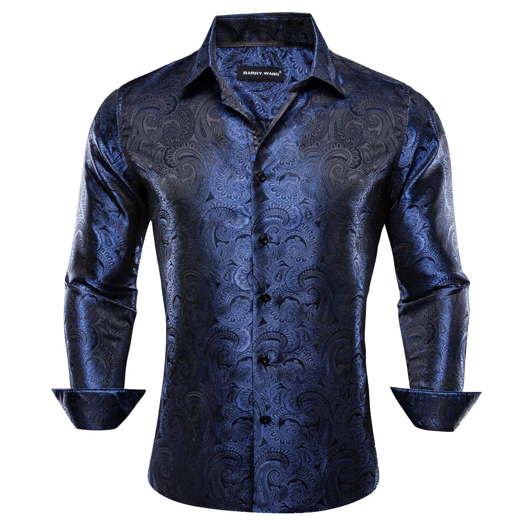 Barry. Wang Mens Dress Shirt Midnight Blue Paisley Windsor Collar Shirt sold by Barrywang
