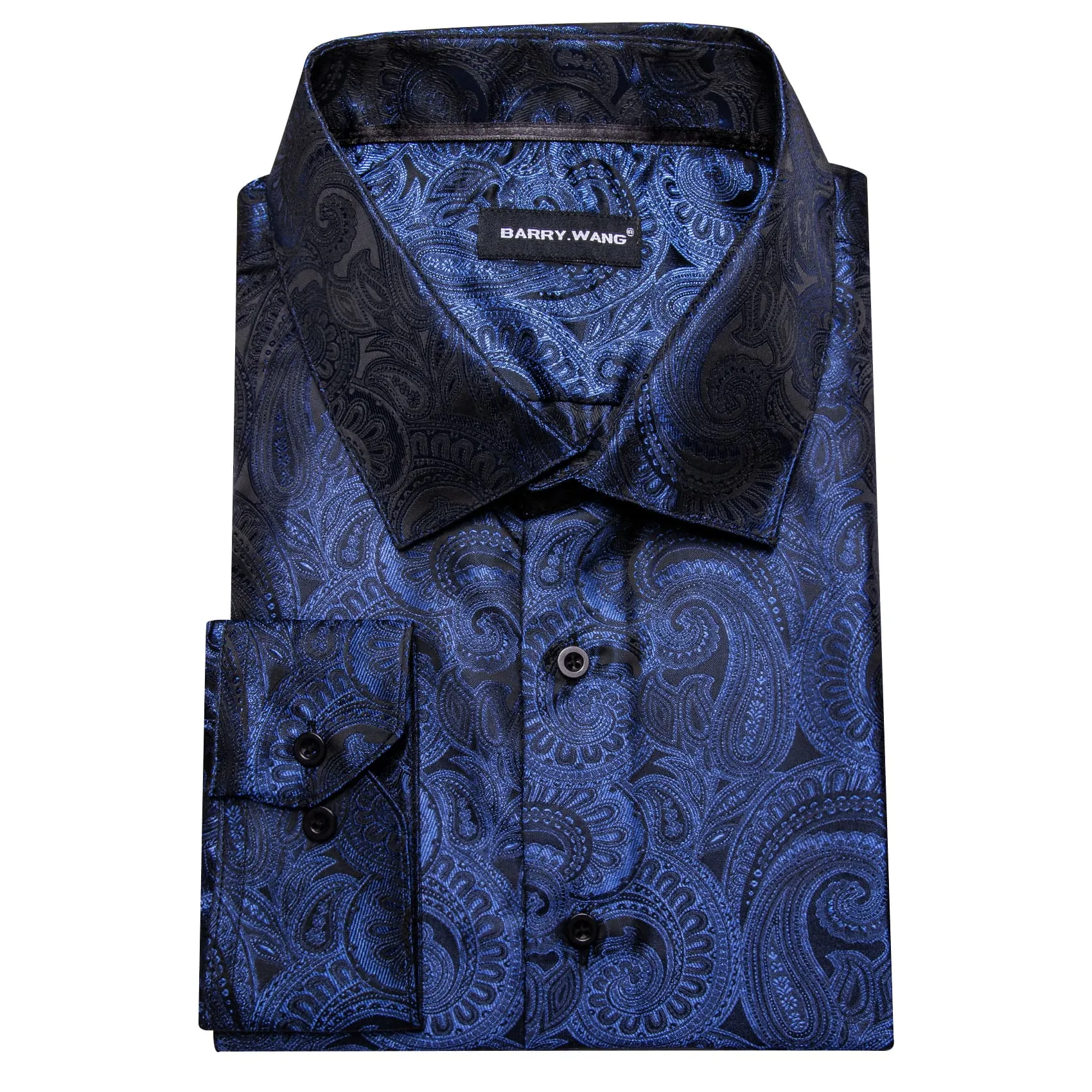 Barry. Wang Mens Dress Shirt Midnight Blue Paisley Windsor Collar Shirt sold by Barrywang product image thumbnail 3