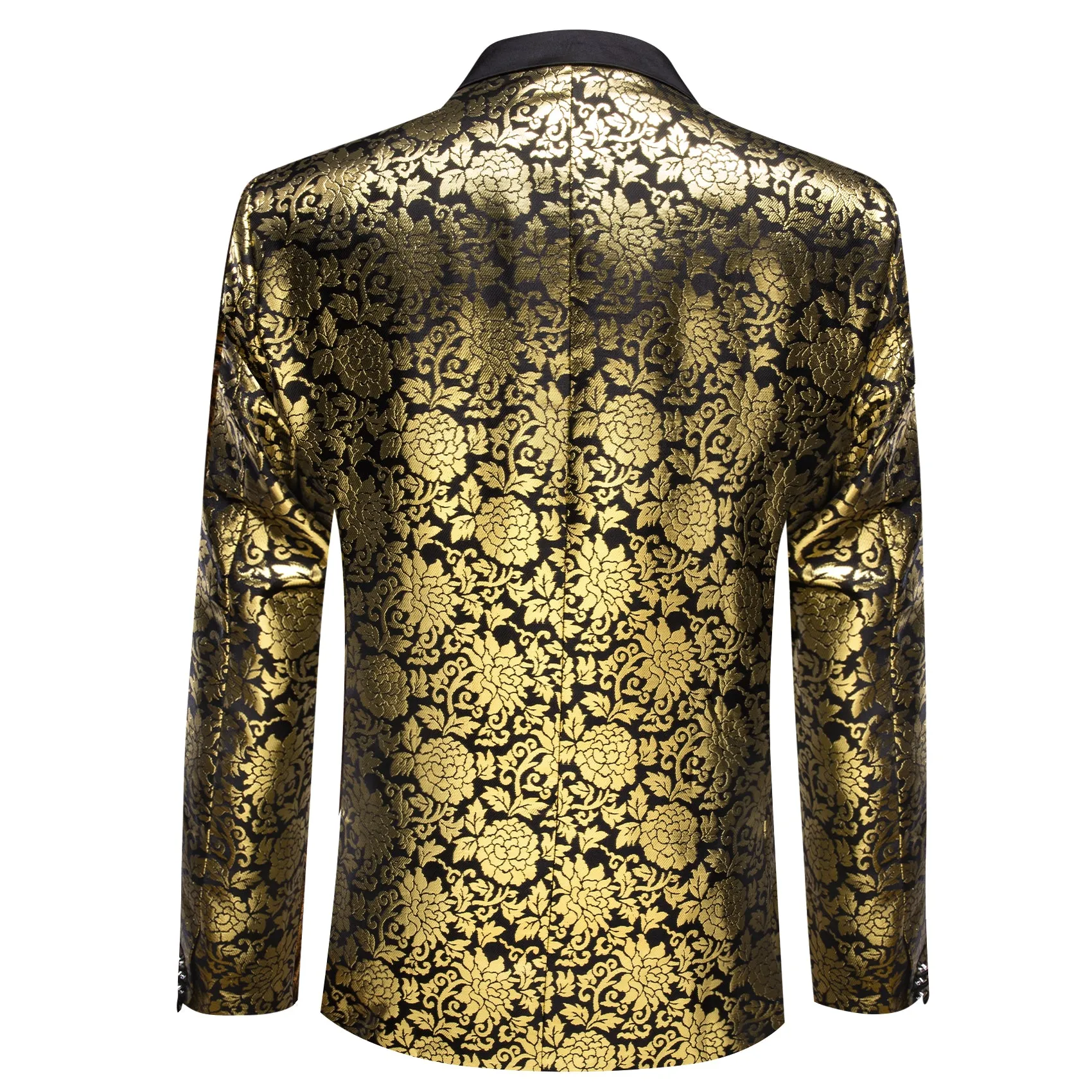 Barry. Wang Men's Floral Suit Black Gold Notched Collar Suit Dress Party sold by Barrywang product image thumbnail 5