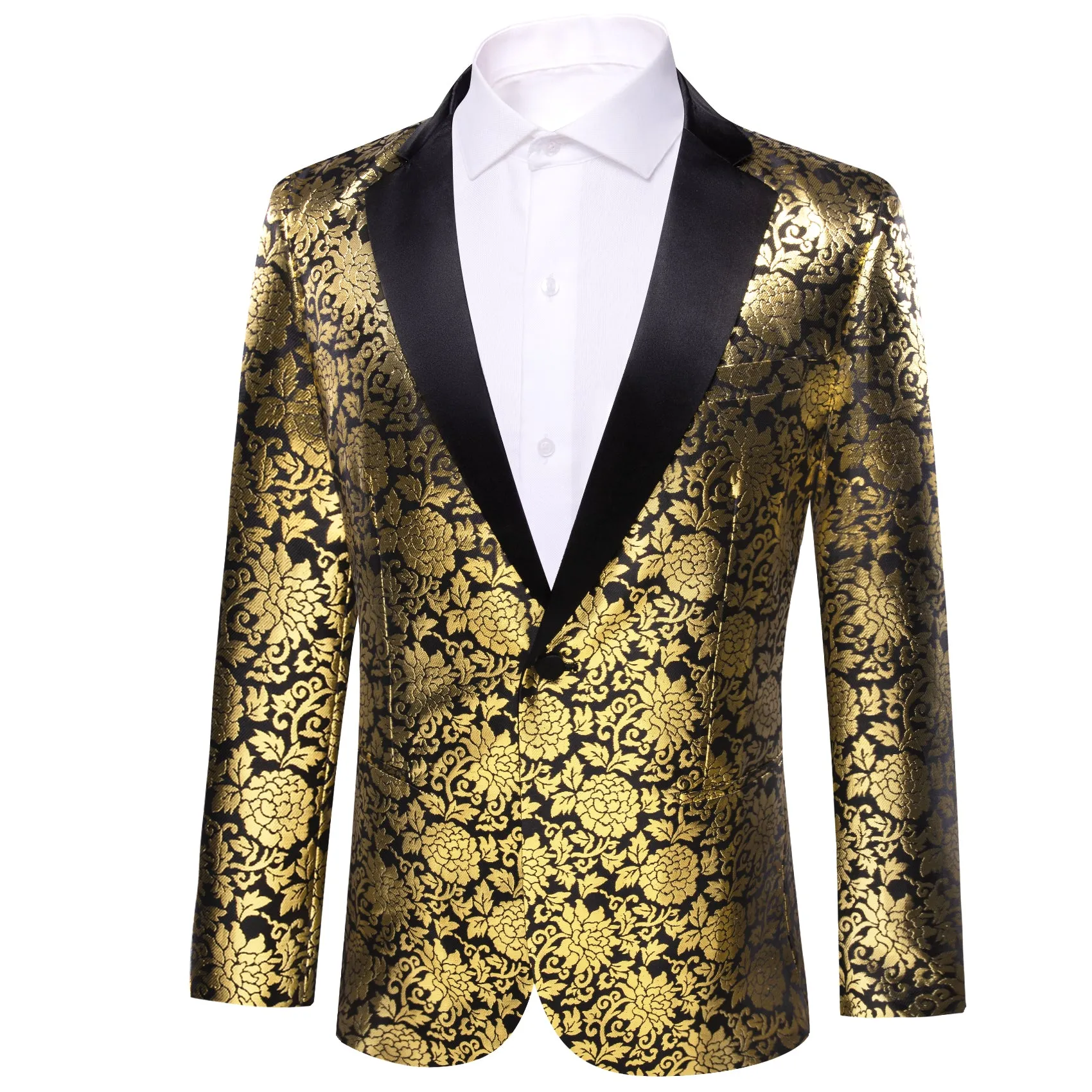 Barry. Wang Men's Floral Suit Black Gold Notched Collar Suit Dress Party sold by Barrywang product image thumbnail 4