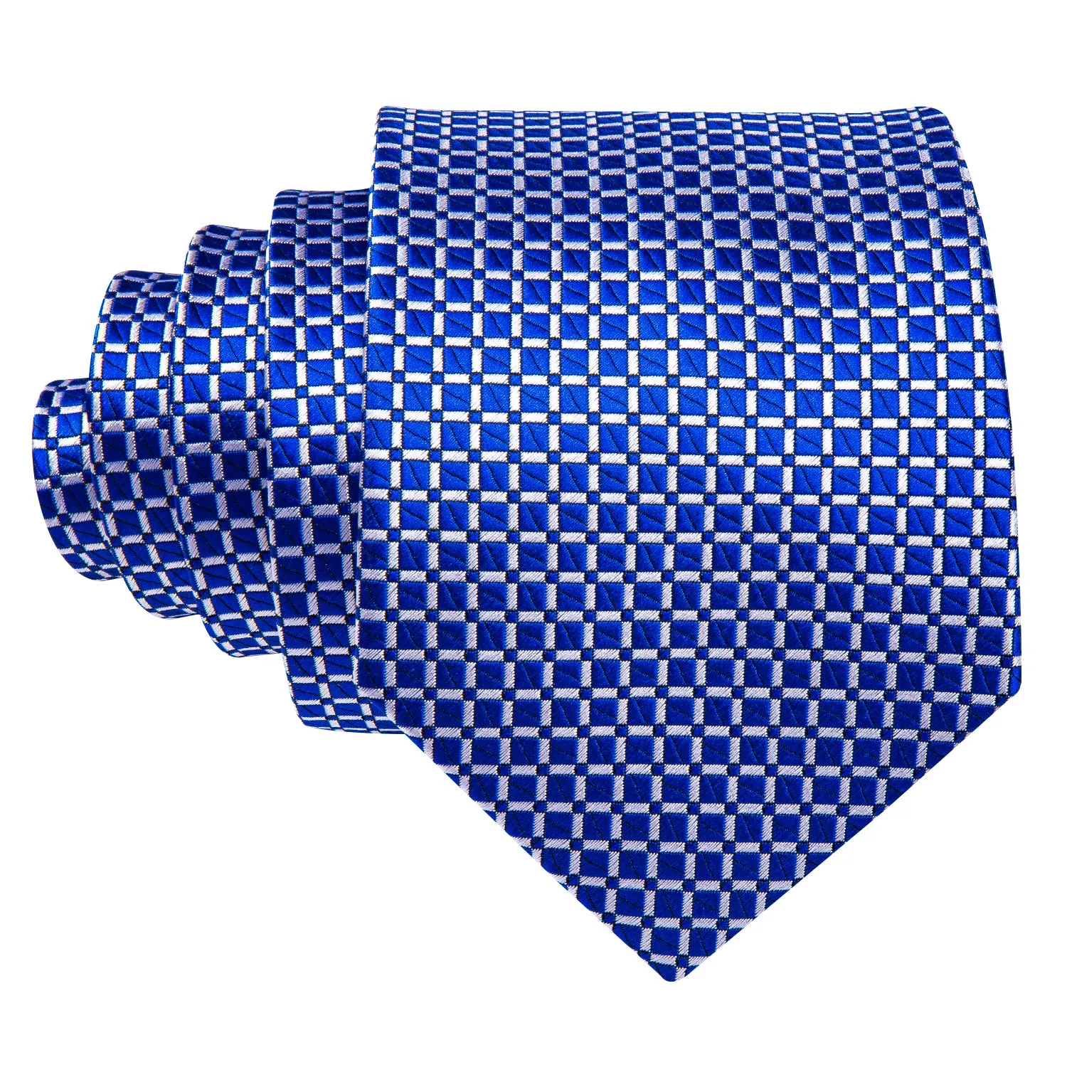 Barry Wang Men's Royal Blue Plaid Necktie Handkerchief Cufflinks Set sold by Barrywang product image thumbnail 4