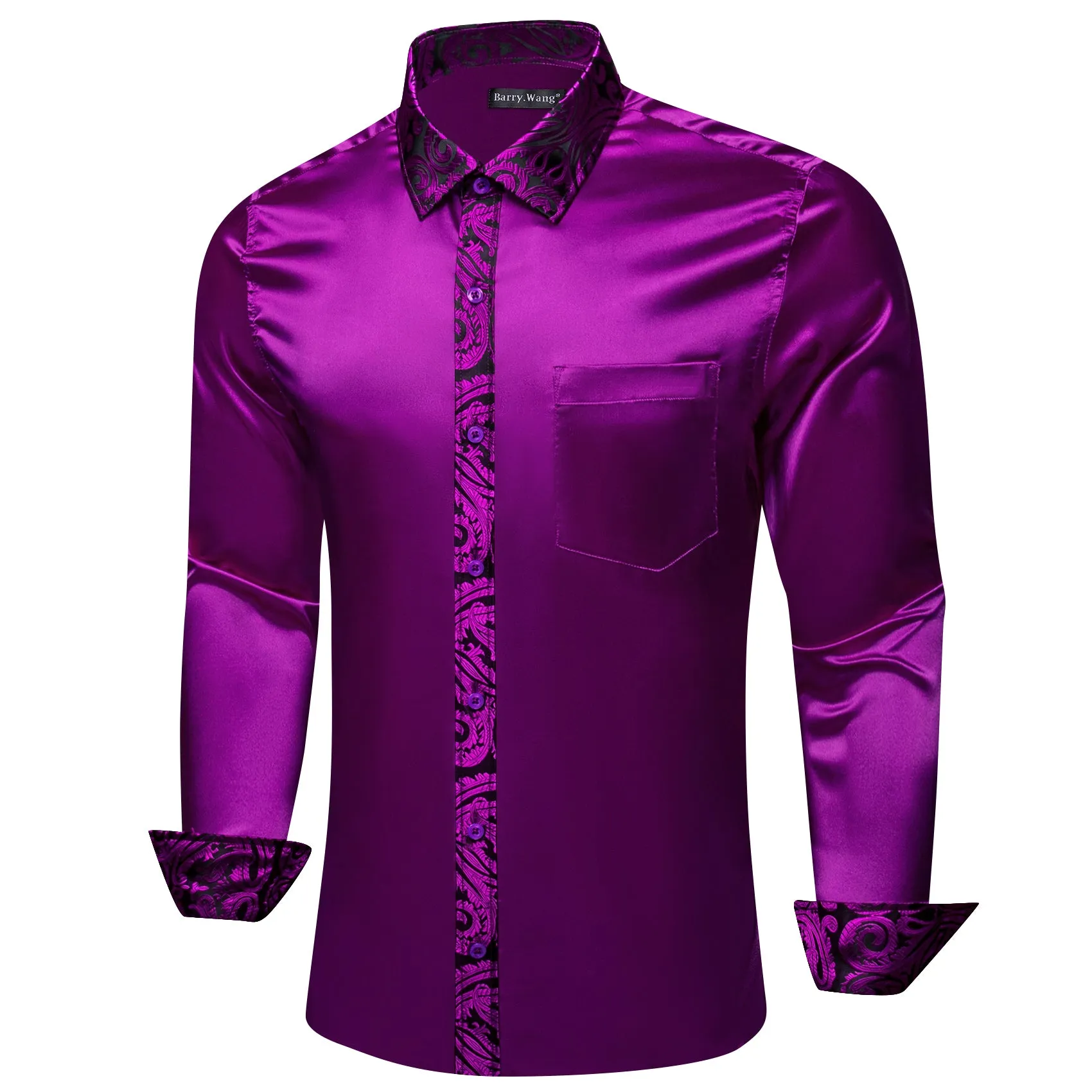 Barry.wang Purple Splicing Men Business Shirt sold by Barrywang product image thumbnail 2