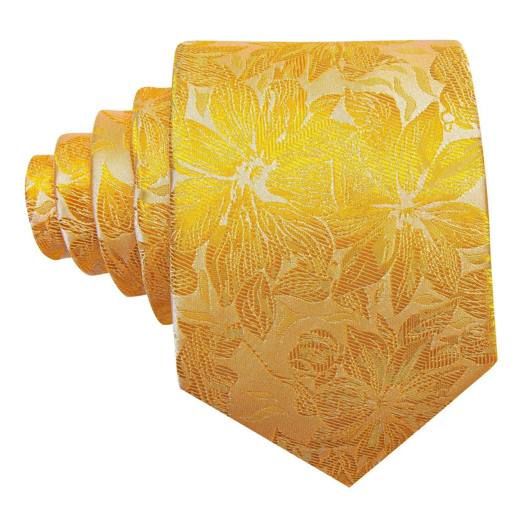 Barry. Wang Necktie Gold Yellow Floral Tie Handkerchief Cufflinks Set sold by Barrywang product image thumbnail 3