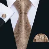 Barry. Wang Brown Floral Silk 63 Inches Men's Tie Hanky Cufflinks Set sold by Barrywang